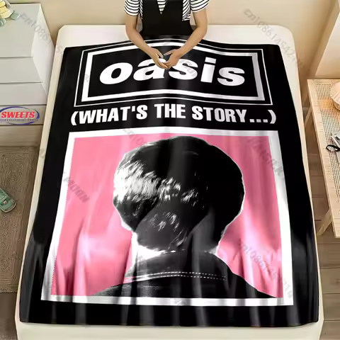 Music Theme 0asis Theme Pattern Printed Blanket - Ultra Soft & Cozy Gift for Friends Present, Warm T