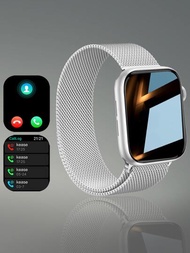 2024新款熱門米蘭網不鏽鋼男女運動智能手錶，支援電話通話，支援計步/卡路里/距離追蹤，警報及通知提示，多功能運動智能手錶，2.01英寸高清全觸控螢幕，與Android和iOS系統兼容