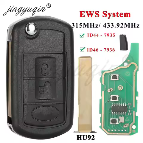 jingyuqin EWS ID44 / ID46 315/433.92Mhz Flip Car key for LAND ROVER Range Rover Vogue 2006-2009 HU92