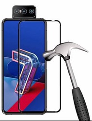 ASUS Zenfone 7 全覆蓋全屏全貼面 鋼化防爆玻璃 保護貼 黑色 Full Coverage Full rAdhesive Glue 9H Hardness HD Tempered Glass Screen Protector Black (包除塵淸㓗套裝）(Clearing Set Included)