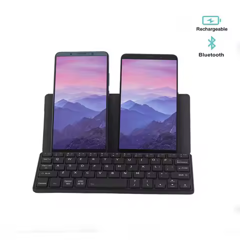 Foldable Bluetooth Phone Keyboard Portable Wireless Keyboard with Stand Holder Rechargeable Ultra Sl