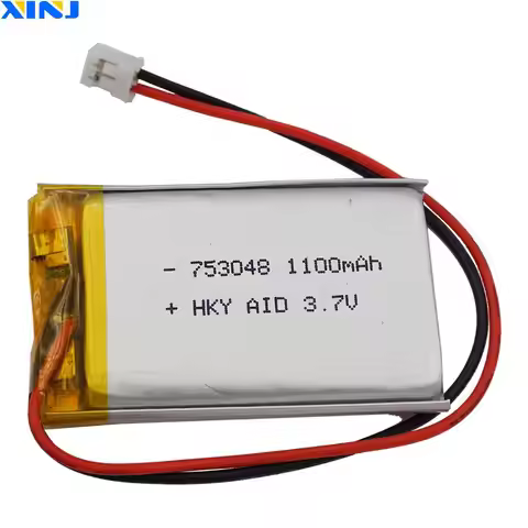 XINJ 3.7V 1100 mAh Li-Polymer Rechargeable Lipo Li Battery 753048 JST-PH 2pin 2.0mm For GPS Game Pla