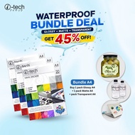 i-tech Bundle Vinyl Sticker Waterproof A4 Size Glossy Matte Transparent Inkjet Printable Sticker