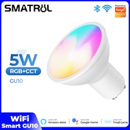 หลอดไฟ LED อัจฉริยะ SMATRUL 5W Tuya WiFi GU10หลอดไฟแอลอีดีรีโมตคอนโทรลอาร์จีบีสำหรับห้องโคมไฟหลอดไฟอ