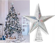 Christmas Traditions 10 inch Silver Holographic Glittered Filigree Christmas Star Tree Topper Star f