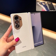 Dual-Hinge Protection Leather Texture Case for Samsung Galaxy Z Fold 7 Z Fold 6 Z Fold 5 Shockproof 