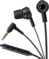 ELECOM Stereo Earphone with Canal Earpiece Tangle Prevention Flat Cord/Support to Smartphone Mic/Bla