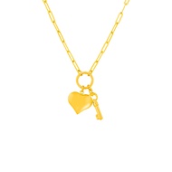 Citigems 916 Gold Heart &amp; Key Necklace
