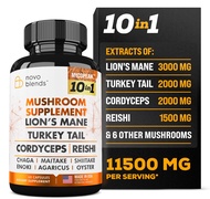 Mushroom Supplement 10x Complex - Lions Mane, Turkey Tail, Cordyceps, Reishi, Chaga, Maitake, Shiita
