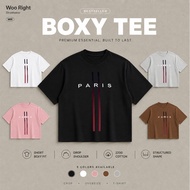 COD 24 Hours Delivery Woo Right Boxy crop tee Cropped T-Shirt PARIS Print Black Bet