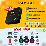 [Same Day Delivery] New Arrival MYVIU K8+ Malay Version FREE Lifetime IPTV 4GB RAM 64GB Memory Malay Subtitles TVBOX Android TV Smart TV