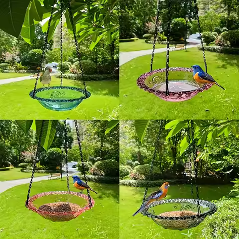 Hanging bird baths and feeders, outdoor bird food trays, bird food racks, garden decorative bird foo