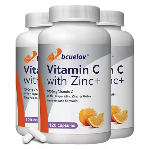 Organic Vitamin C + Zinc Capsules, High Absorption Immune Support, Antioxidant, Collagen Health Supp