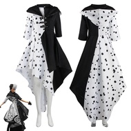 [Cosplay] 101 Dalmatians Black & White Witch Cruella De Vil Cosplay Dress Performance Costume