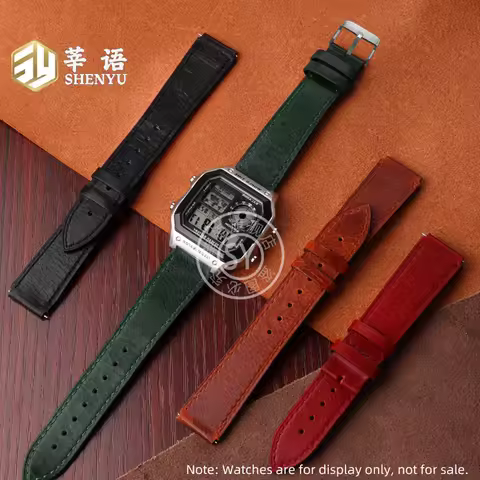 Shenyu Genuine Leather Strap For Casio AE1200/1300/1500/1000 A159 SGW400 AQ-150W F-91 watchband watc