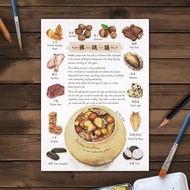 美食插畫 明信片 – 佛跳牆