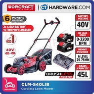 WORCRAFT CLM-S40LiB CORDLESS BRUSHLESS LAWN MOWER 20V+20V | 16" | 3200RPM | GRASS COLLECTOR 45L [ CLMS40LIBSOLO ]