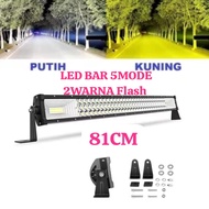 LED LIGHT BAR LAMPU OFF ROAD LAMPU KABUT LED 55CM 81CM 104CM 2 WARNA PUTIH-KUNING NYALA 5 MODE FLA