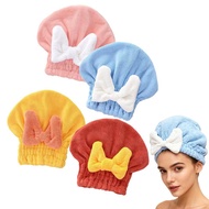 4 Colors Quick Water Absorption Hair Drying Cap Bowknot Towel For Women A3a4