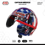 HELM RETRO CHIPS ANAK 1 2 3 4 5 TAHUN SEPEDA EDUKASI LAKI LAKI PEREMPUAN CLASSIC KULIT SINTETIS PREMIUM MURAH LUCU MOTIF PRINTING KARAKTER CAPTAIN AMERIKA