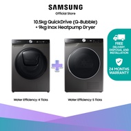 Samsung Washer and Dryer Bundle: Front Load Washing Machine, 10.5KG, 4 Ticks, + Front Load Heat Pump Dryer, 9KG, 5 Ticks