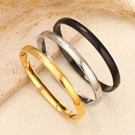 European American Fashion Simple Stainless Steel Bracelet Curved Polished Plain Ring Bracelet Real G