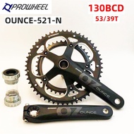 PROWHEEL OUNCE-521 Hollow Double Chainring road bike crank 53-39T 130 BCD bicycle crank sproet Bottom braet 170mm