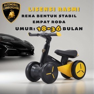 Lamborghini Official Balance Bike with Four 4 Wheels For 18 - 36 Months Baby Walker Outdoor Toys 4 W