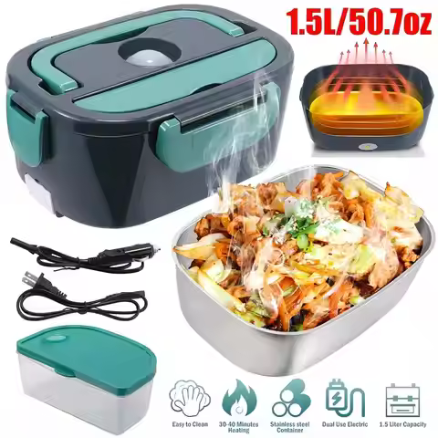 1.5 L 60W Electric Lunch Box Food Warmer Portable Food Heater for Car Or Home - Leak Proof, Lunch He