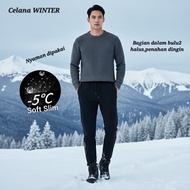 Men's winter snow long john pants, thick warm fur long john pants for men