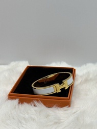 🔗Hermes Clic H Bracelet with white enamel H-shape buckle 愛馬仕 Clic H手鐲 白金色琺瑯 經典H扣設計 