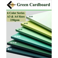 A3 & A4 230gsm Green Color Series Cardboard (6 Shades) - Premium Craft Cardstock