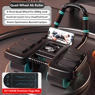 Ab Wheel 6-Pivot Quad-Wheel Abdominal Trainer SmartBrake Force-Intensified Recoil Abs Roller Wheel H