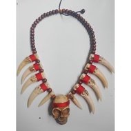 Ethnic skull necklace with tiger fang variation