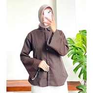 KEMEJA STRIPE SHIRT VIRAL/Wanita STRIPE SHIRT / WOOLWanita STRIPE SHIRT STRIPE SHIRT TOP STRIPE MODE