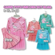Baju Gamis Tutu Muslim Anak Perempuan Karakter Kartun set Hijab 1-2th