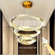 LAMPU HIAS GANTUNG VOID MODERN LUXURY TRIPLE CRYSTAL RING 3 WARNA