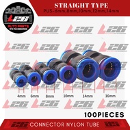 100PCS Pneumatic PU Fitting Connector Tube Hose Straight Push-in Tube Plastic Joint Release Pipe