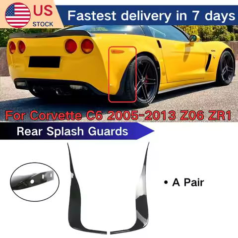 For 2005-2013 Corvette C6 ZR1/Z06 Rear Mud Flaps Guards Splash Guards Glossy Black Carbon Fiber Prin