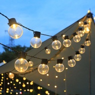 A String Of LED G50 Clear Plastic Globe String Lights Are Suitable For Outdoor Camping, Picnic, Tent