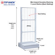 TTF Rack™ (MINI ISLAND GONDOLA 1 LEVEL)  Island Gondola Back Netting with BOTTOM ONLY