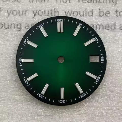 28.5mm Green Lacquer Shaded Rim Sunburst Watch Dial Gradient No Logo For Seiko Datejust NH35 Automat