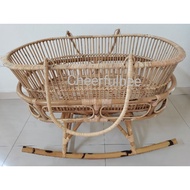 [Cheerfulbee] Solid Hand Crafted Detachedable Rattan Cradle Rocker Buaian Bayi Rotan Dua Guna Portab