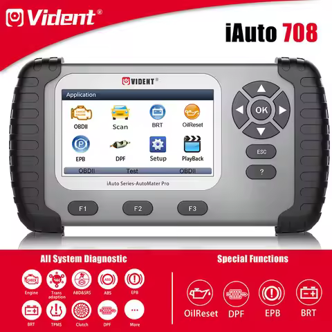 VIDENT iAuto708 Full System Car Diagnose Tool with Oil Light / EPB / BRT Battery Configuration / DPF