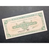 Uang Kuno Setengah Rupiah Seri ORI Tahun 1945 XF 185278 NT