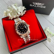 宾马 Balmer 5004M RTT-4S Classic Sapphire Glass Women Watch with Black dial and Two tone Silver Rosegold Stainless Steel