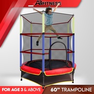 60-Inch Kids Mini Trampoline With Enclosure Net Pad For Indoor Exercise Jumping Bed