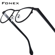 FONEX Acetate Titanium Glasses Frame Men New Design Brand Cat Eye Eyeglasses Women Japanese Ultralig