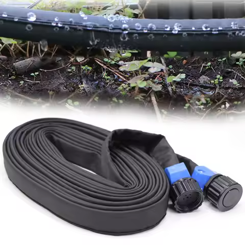 25FT/50FT/75FT Black Flat Soaker Hose DIY Garden Irrigation System Saving 80% Water Dual-layer Linka