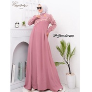 NAFISA DRESS - GAMIS CRINKLE AIRFLOW PREMIUM KOMBINASI BROKAT TILE MEWAH GAMIS KONDANGAN KEKINIAN TERBARU